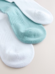 White/Blue Cushion Sole Ribbed Sport Ankle Socks 3 Pack With Arch Support - Image 6 of 6