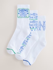 Sardines Cushion Sole Ribbed Sport Ankle Socks 3 Pack With Arch Support - Image 1 of 6