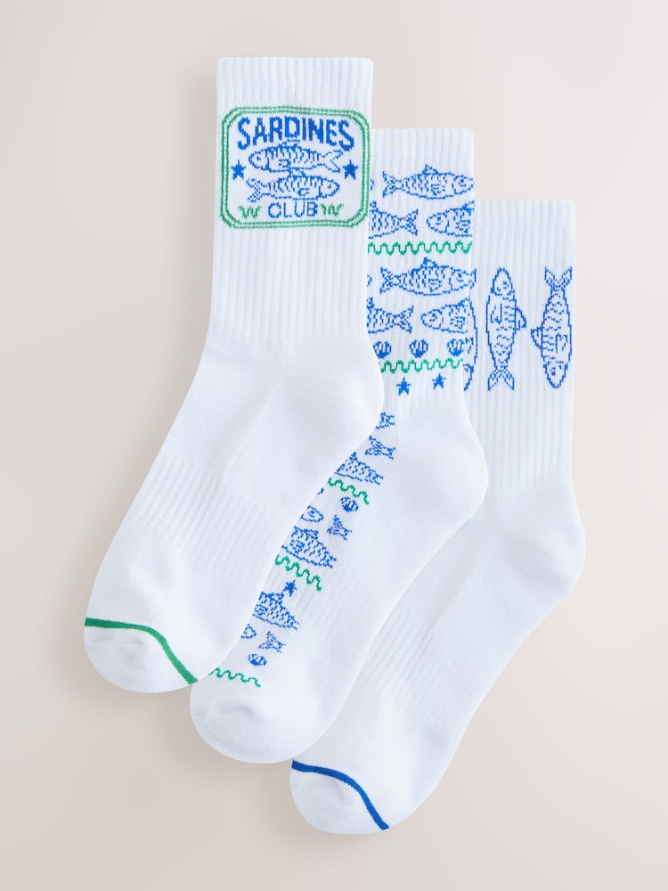 Sardines Cushion Sole Ribbed Sport Ankle Socks 3 Pack With Arch Support - Image 1 of 6