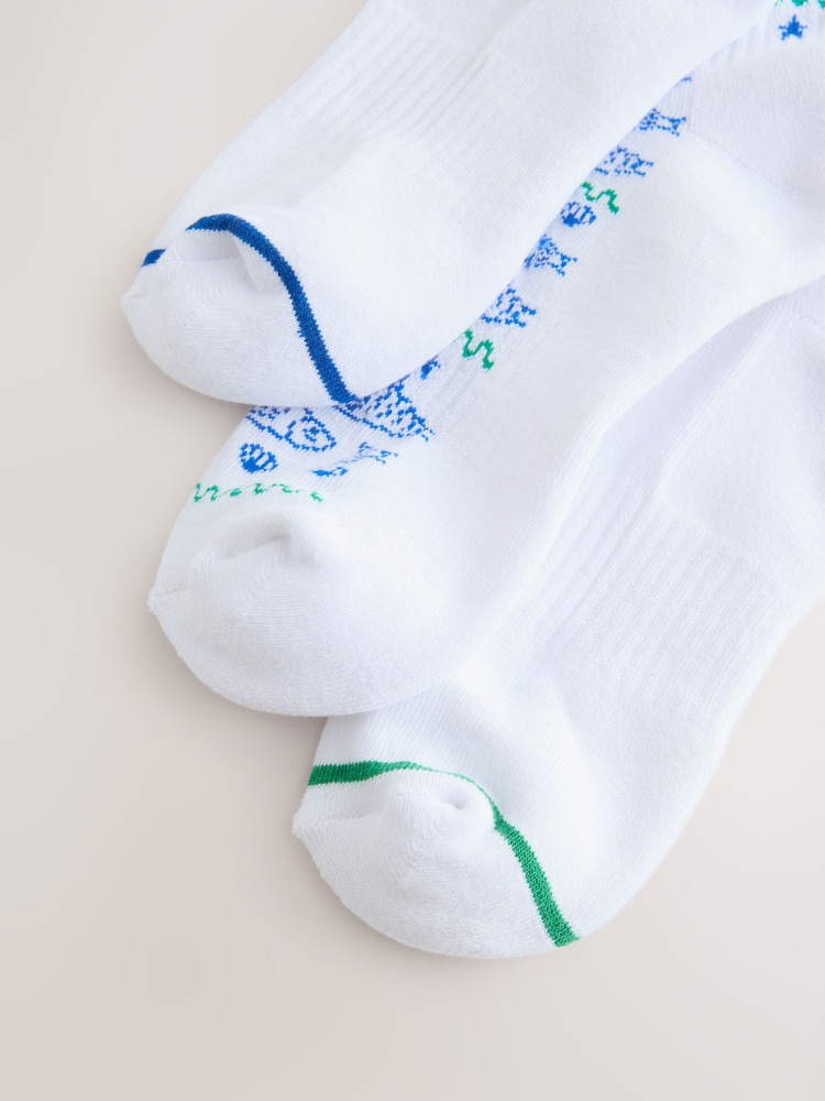Sardines Cushion Sole Ribbed Sport Ankle Socks 3 Pack With Arch Support - Image 6 of 6