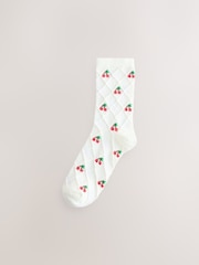 White Cherry Texture Ankle Socks 2 Pack - Image 2 of 5