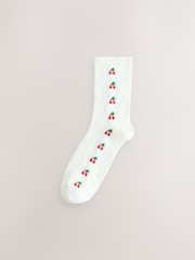 White Cherry Texture Ankle Socks 2 Pack - Image 3 of 5