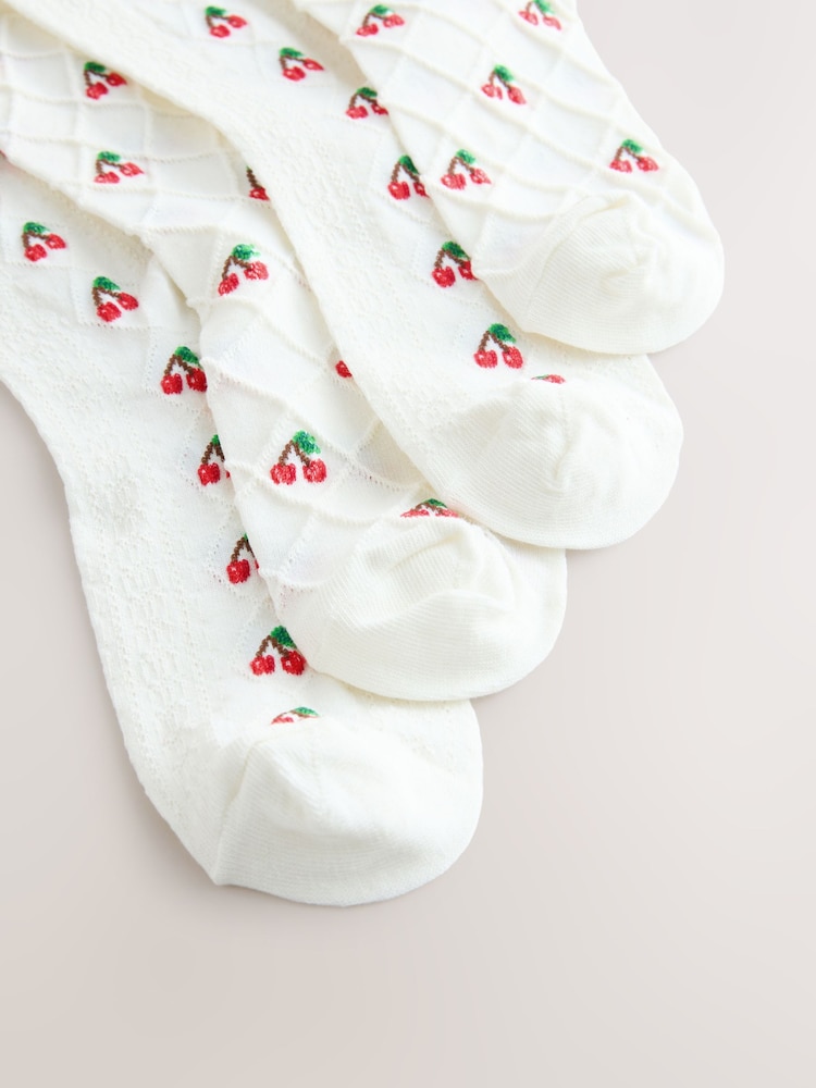 White Cherry Texture Ankle Socks 2 Pack - Image 5 of 5