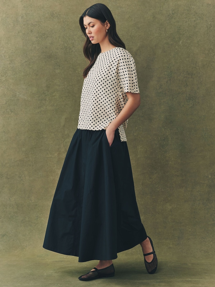Cream/Black Spot Textured Boxy T-Shirt - Image 2 of 10