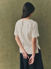 Cream/Black Spot Textured Boxy T-Shirt - Image 3 of 10
