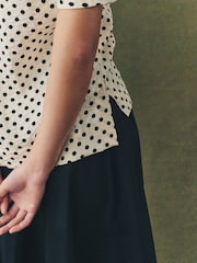 Cream/Black Spot Textured Boxy T-Shirt - Image 7 of 10