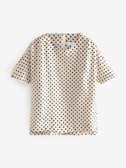Cream/Black Spot Textured Boxy T-Shirt - Image 8 of 10