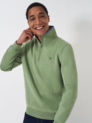Crew Clothing Green Classic Half Zip Sweatshirt - Image 1 of 4