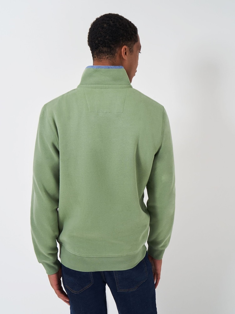 Crew Clothing Green Classic Half Zip Sweatshirt - Image 2 of 4