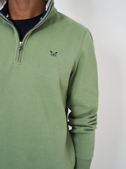 Crew Clothing Green Classic Half Zip Sweatshirt - Image 4 of 4