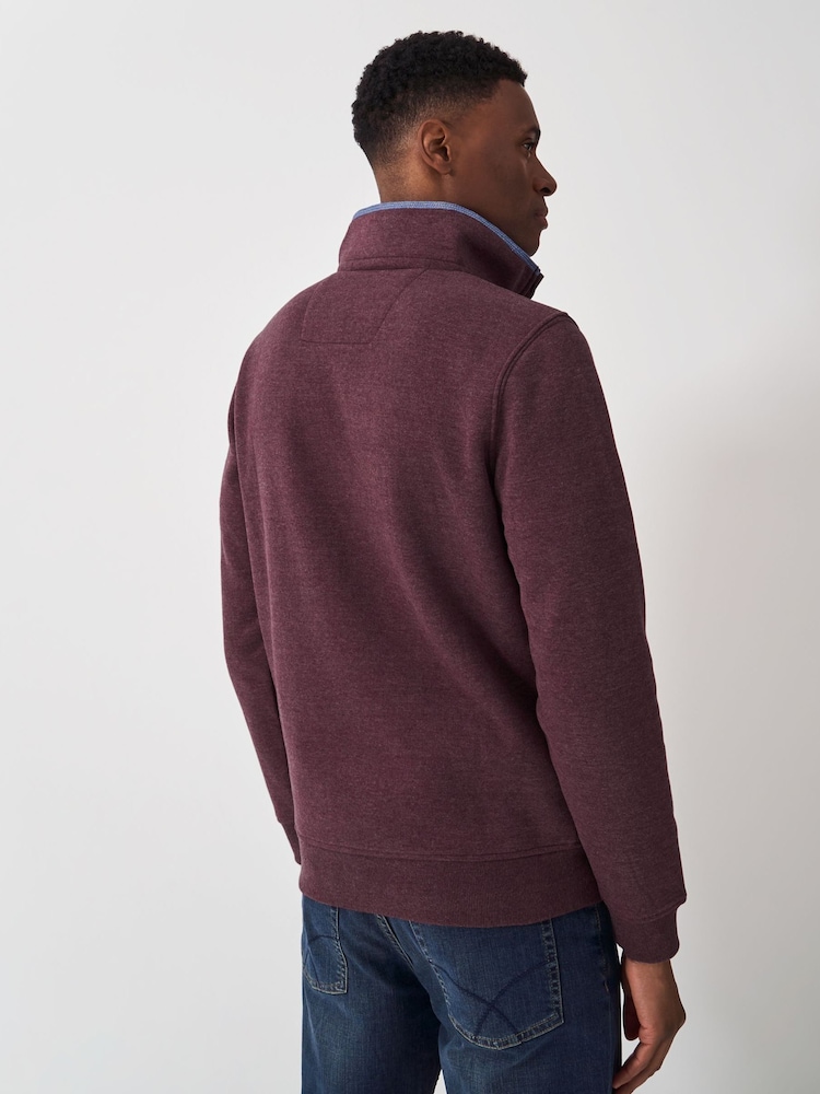 Crew Clothing Red Classic Quarter Zip 100% Cotton Sweatshirt - Image 2 of 5