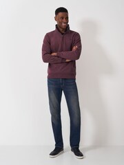 Crew Clothing Red Classic Quarter Zip 100% Cotton Sweatshirt - Image 3 of 5