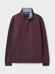 Crew Clothing Red Classic Quarter Zip 100% Cotton Sweatshirt - Image 5 of 5
