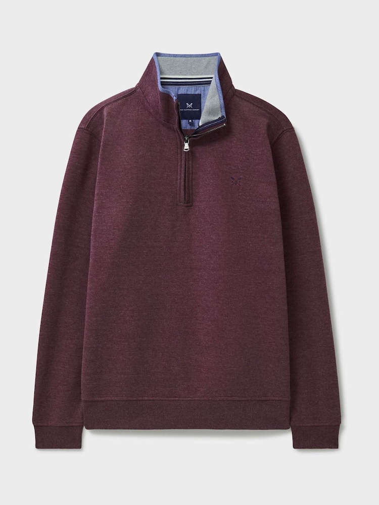 Crew Clothing Red Classic Quarter Zip 100% Cotton Sweatshirt - Image 5 of 5