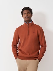 Crew Clothing Orange Classic Quarter Zip Sweatshirt - Image 1 of 5
