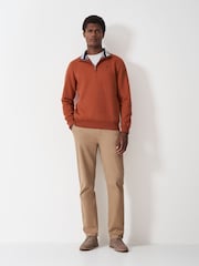 Crew Clothing Orange Classic Quarter Zip Sweatshirt - Image 3 of 5