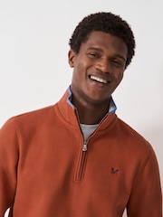 Crew Clothing Orange Classic Quarter Zip Sweatshirt - Image 4 of 5