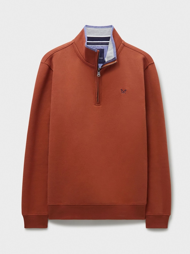 Crew Clothing Orange Classic Quarter Zip Sweatshirt - Image 5 of 5