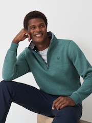 Crew Clothing Blue Classic Quarter Zip 100% Cotton Sweatshirt - Image 1 of 5