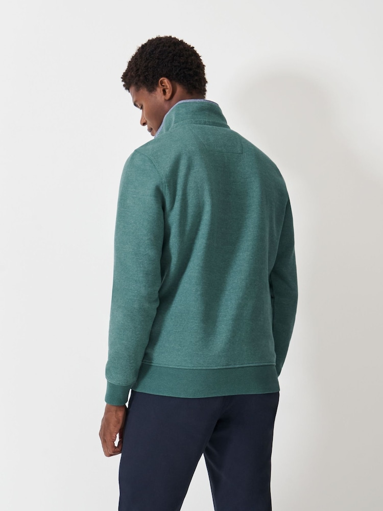 Crew Clothing Blue Classic Quarter Zip 100% Cotton Sweatshirt - Image 2 of 5