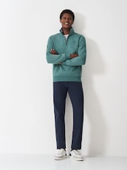 Crew Clothing Blue Classic Quarter Zip 100% Cotton Sweatshirt - Image 3 of 5