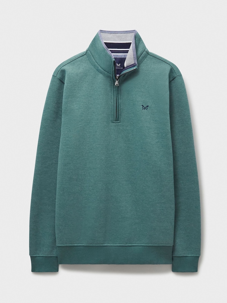 Crew Clothing Blue Classic Quarter Zip 100% Cotton Sweatshirt - Image 5 of 5