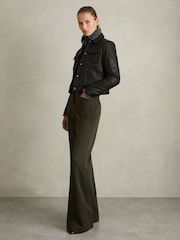 Reiss Black Ely Leather Trucker Jacket - Image 3 of 6