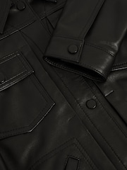 Reiss Black Ely Leather Trucker Jacket - Image 6 of 6