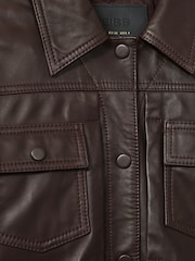 Reiss Burgundy Ely Leather Trucker Jacket - Image 6 of 6