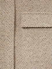 Reiss Neutral Amora Funnel-Neck Herringbone Coat With Wool - Image 6 of 6