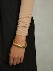 Reiss Sand Edith Jersey-Stretch Ruched Cropped Top - Image 5 of 6