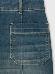 Reiss Mid Blue Sakura Petite Patch Pocket Flared Jeans - Image 7 of 10