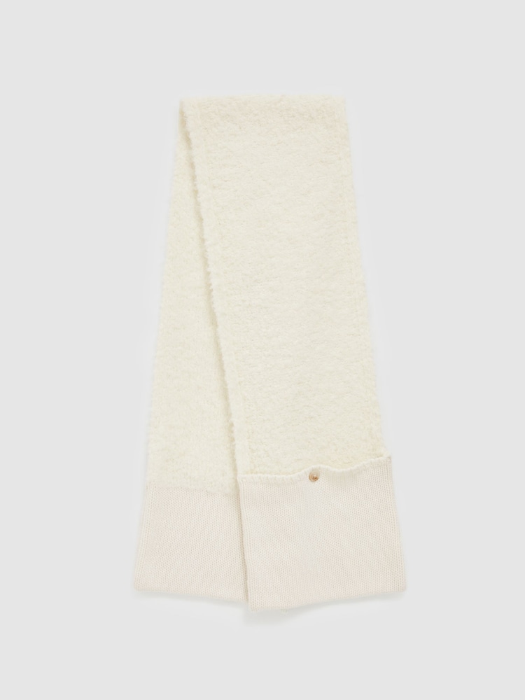 Reiss Cream Becca Pouch-Pocket Fluffy Scarf With Wool And Cashmere - Image 1 of 4