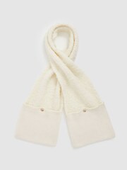 Reiss Cream Becca Pouch-Pocket Fluffy Scarf With Wool And Cashmere - Image 3 of 4