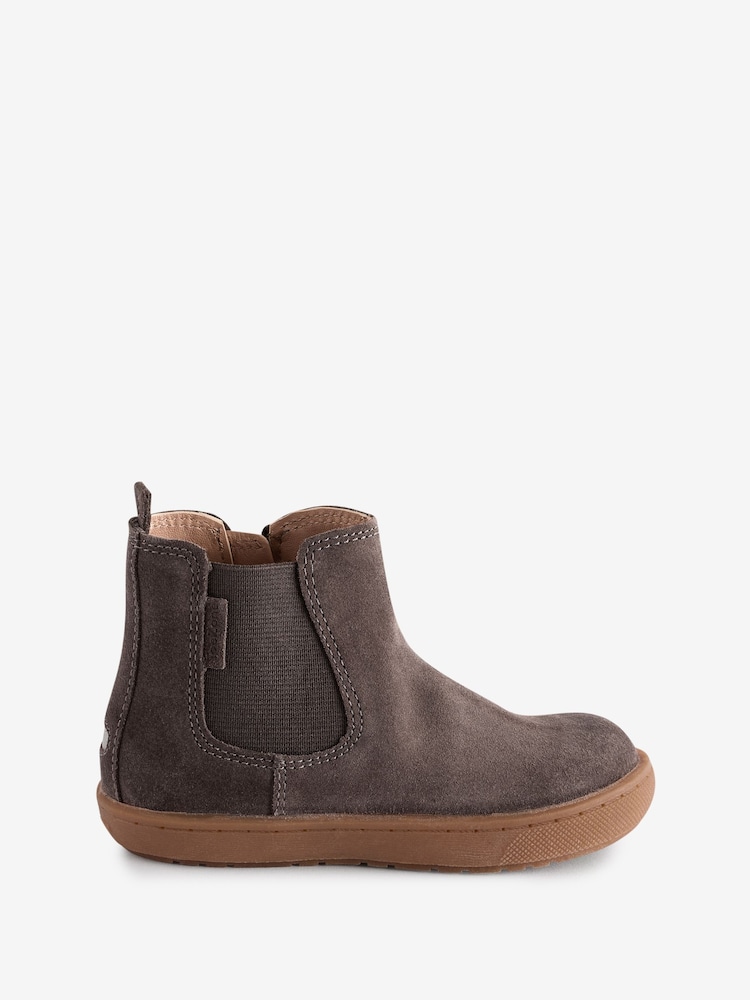 ToeZone River Boys Brown Suede Leather Gusset and Zip Boots - Image 1 of 4