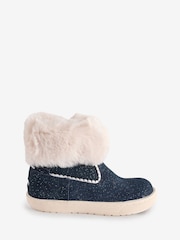 Toezone Girls Faith Suede Leather Faux Fur Zip Boots - Image 1 of 6