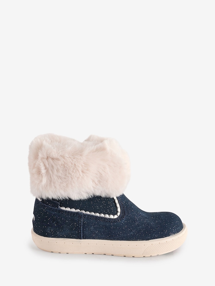 Toezone Girls Faith Suede Leather Faux Fur Zip Boots - Image 1 of 6