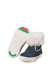 Toezone Girls Faith Suede Leather Faux Fur Zip Boots - Image 3 of 6