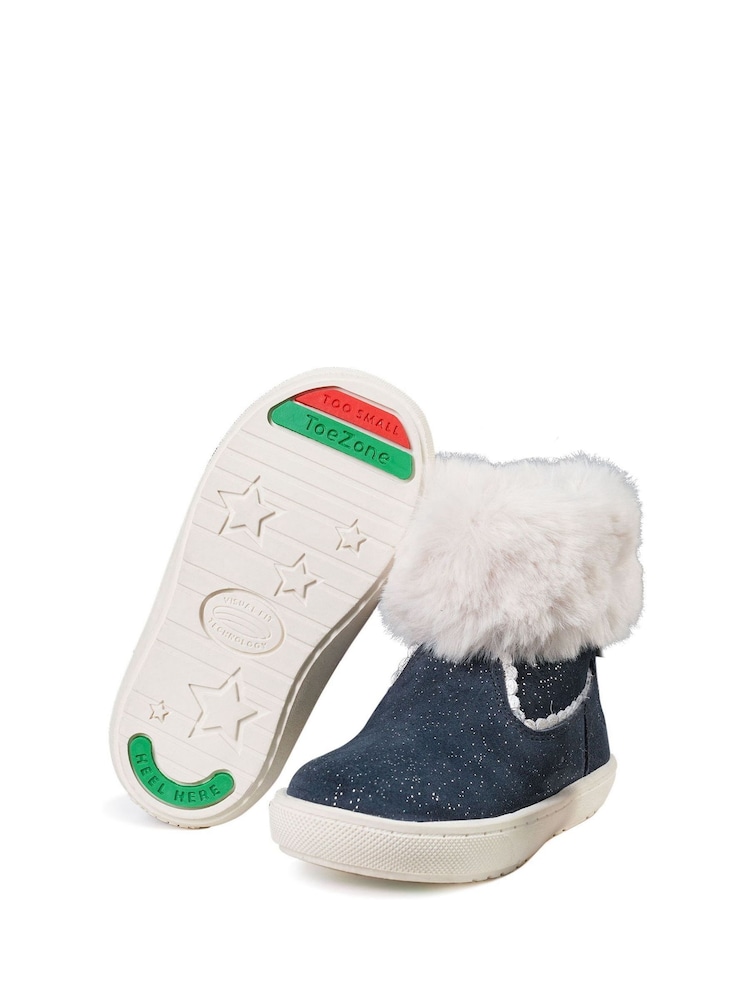 Toezone Girls Faith Suede Leather Faux Fur Zip Boots - Image 3 of 6