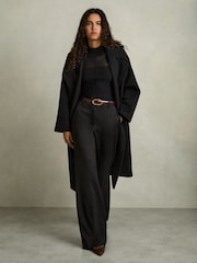 Reiss Black Millie Wide-Leg Tailored Trousers - Image 1 of 7