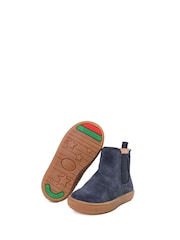 ToeZone Sam Boys Navy Suede Leather Gusset and Zip Boots - Image 2 of 7