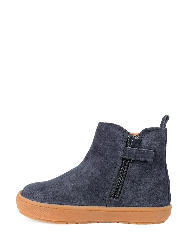 ToeZone Sam Boys Navy Suede Leather Gusset and Zip Boots - Image 3 of 7