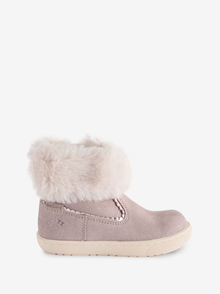 Toezone Girls Faith Suede Leather Faux Fur Zip Boots - Image 1 of 6
