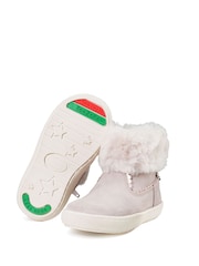 Toezone Girls Faith Suede Leather Faux Fur Zip Boots - Image 3 of 6
