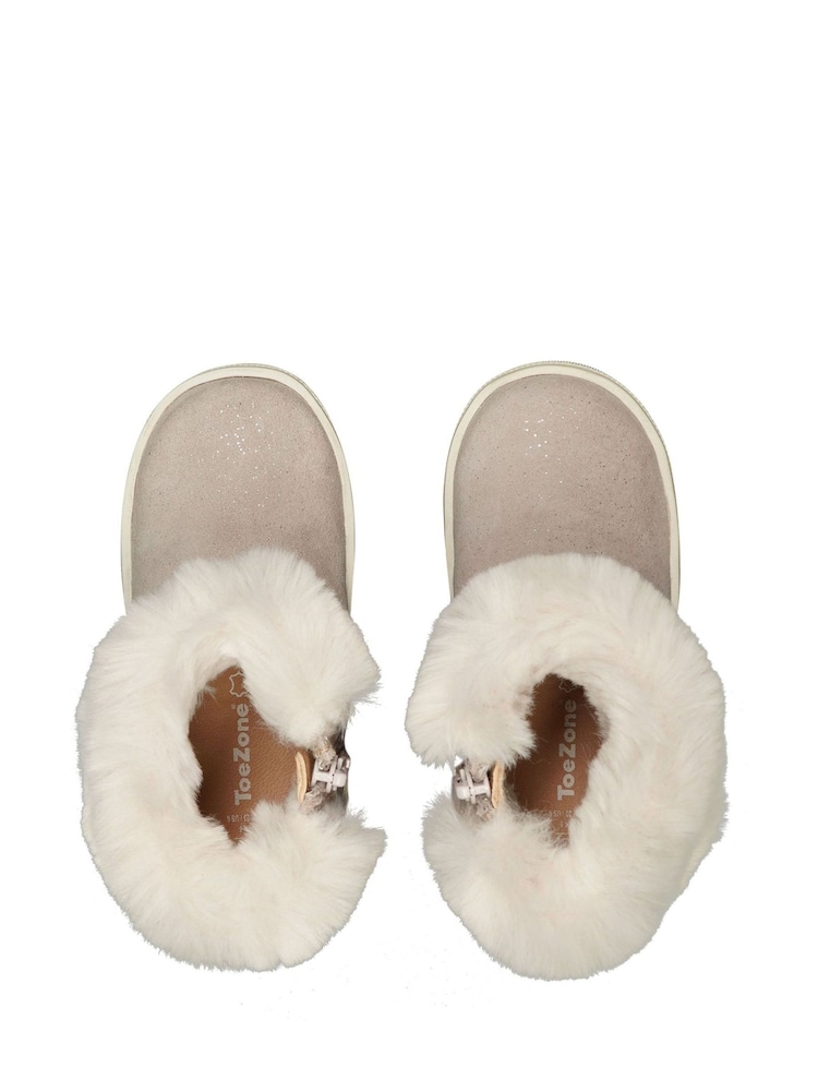 Toezone Girls Faith Suede Leather Faux Fur Zip Boots - Image 4 of 6