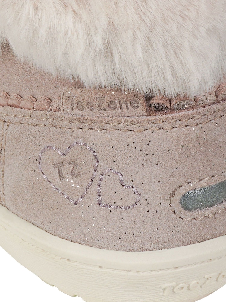Toezone Girls Faith Suede Leather Faux Fur Zip Boots - Image 6 of 6