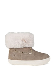 Toezone Girls Faith Suede Leather Faux Fur Zip Boots - Image 1 of 6
