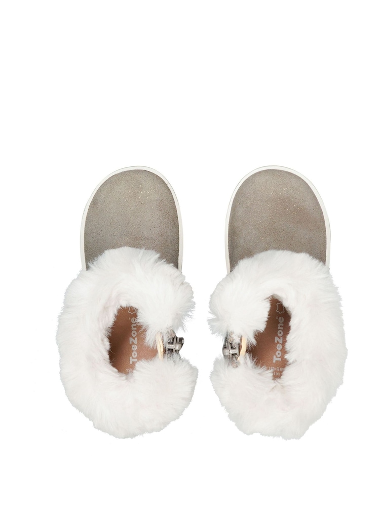 Toezone Girls Faith Suede Leather Faux Fur Zip Boots - Image 3 of 6