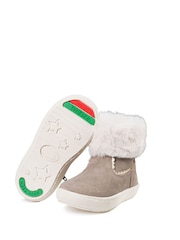 Toezone Girls Faith Suede Leather Faux Fur Zip Boots - Image 4 of 6