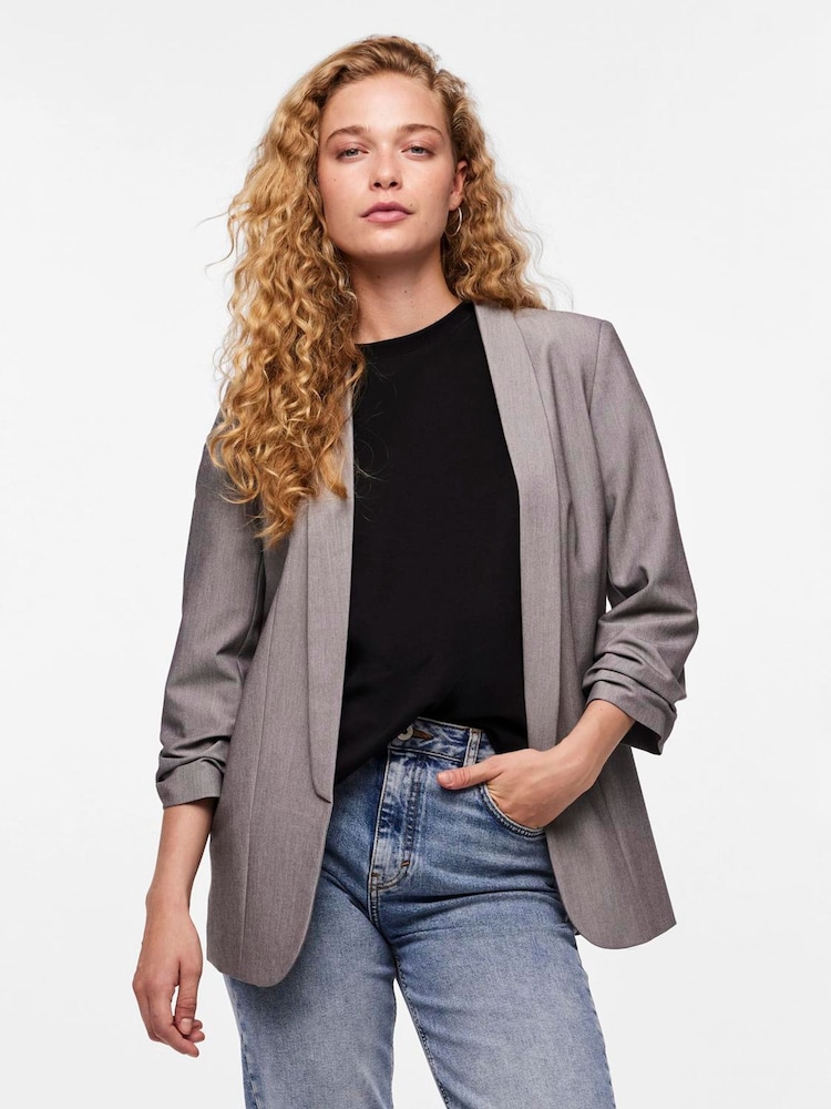 Gris - Blazer PIECES à manches froncées - Image 3 of 6